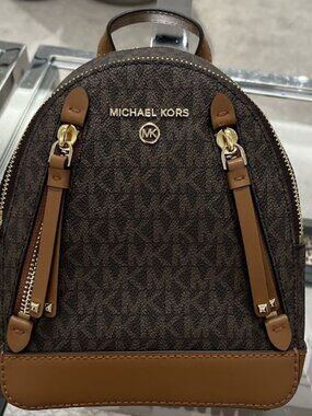NWT Michael Kors Brooklyn Mini Logo Backpack - Brown 30R3GBNB0B